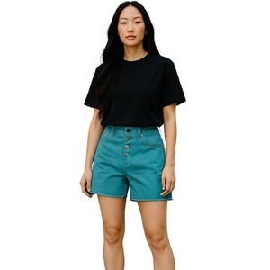 Tractr women’s high rise slim fit 4” shorts blue size 00/24 NWT